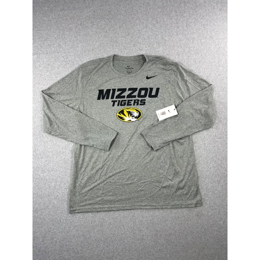 University Of Missouri Tigers Shirt Mens 2XL Gray Mizzou Nike Dri Fit Loose Fit
